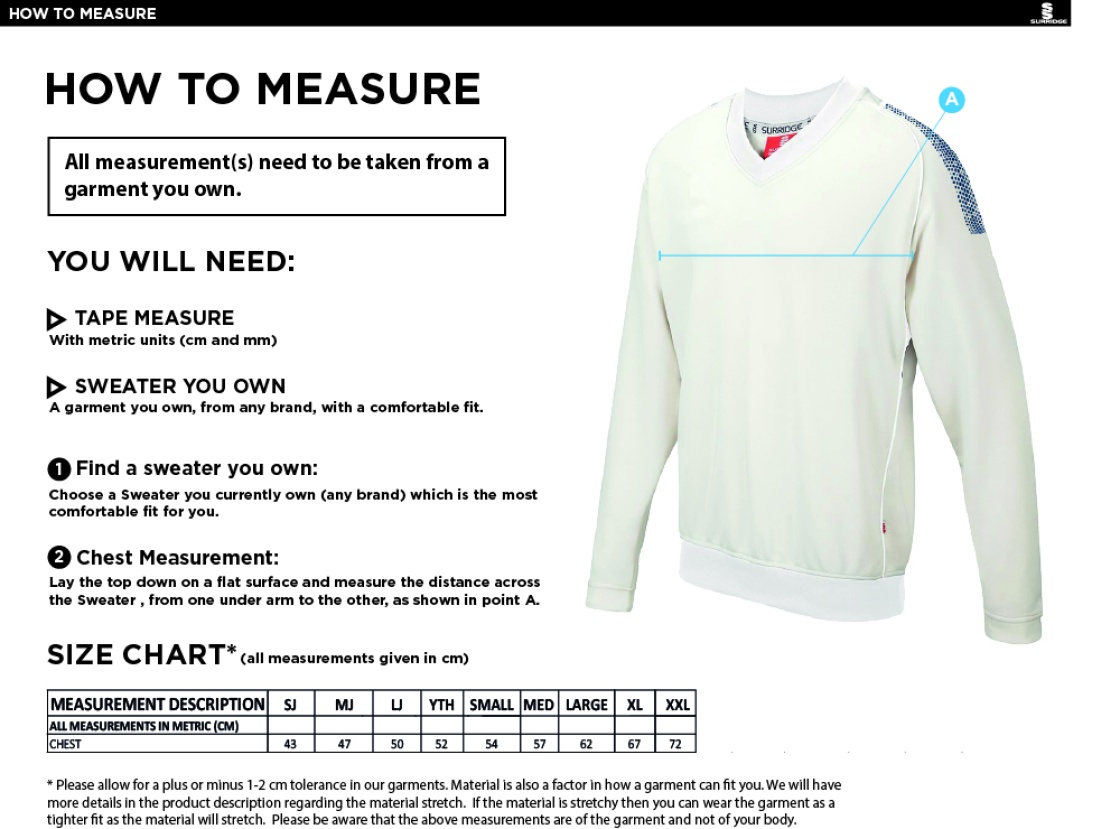 Dual Long Sleeve Sweater - Size Guide