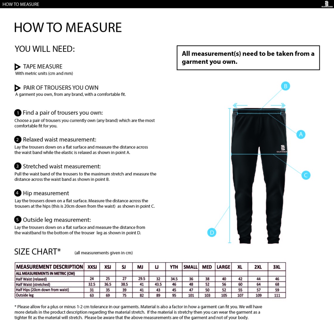 Slimbridge CC - Dual Skinny Pant - Size Guide